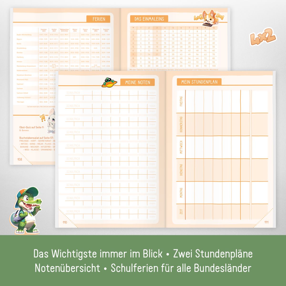 Das Grundschul-Hausaufgabenheft 2025/2026 / A5 / Dino / Häfft-Verlag
