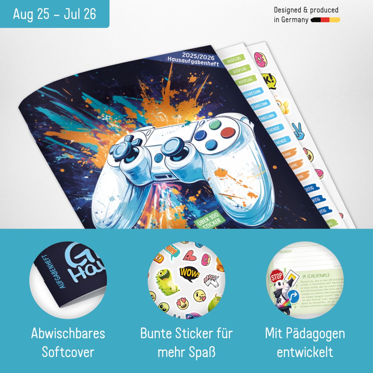 Das Grundschul-Hausaufgabenheft 2025/2026 / A5 / Gaming / Häfft-Verlag