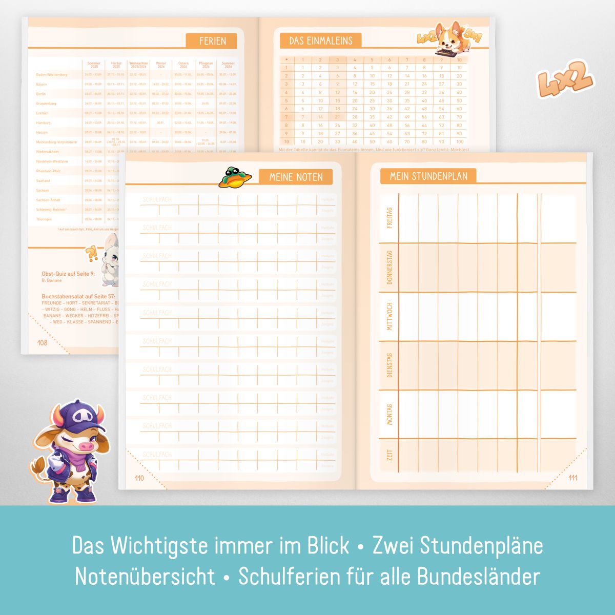 Das Grundschul-Hausaufgabenheft 2025/2026 / A5 / Meerjungfrau / Häfft-Verlag