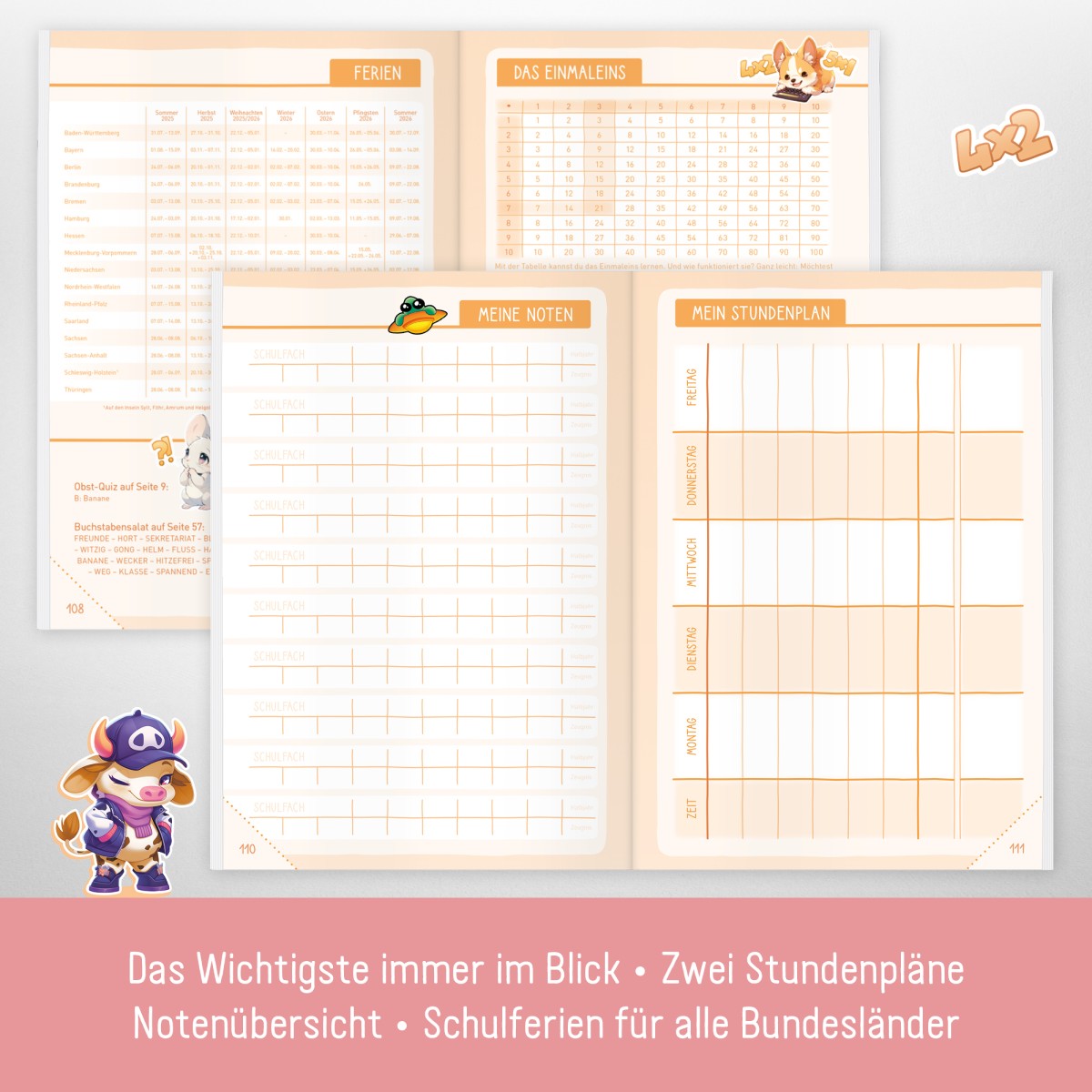 Das Grundschul-Hausaufgabenheft 2025/2026 / A5 / Pferd / Häfft-Verlag