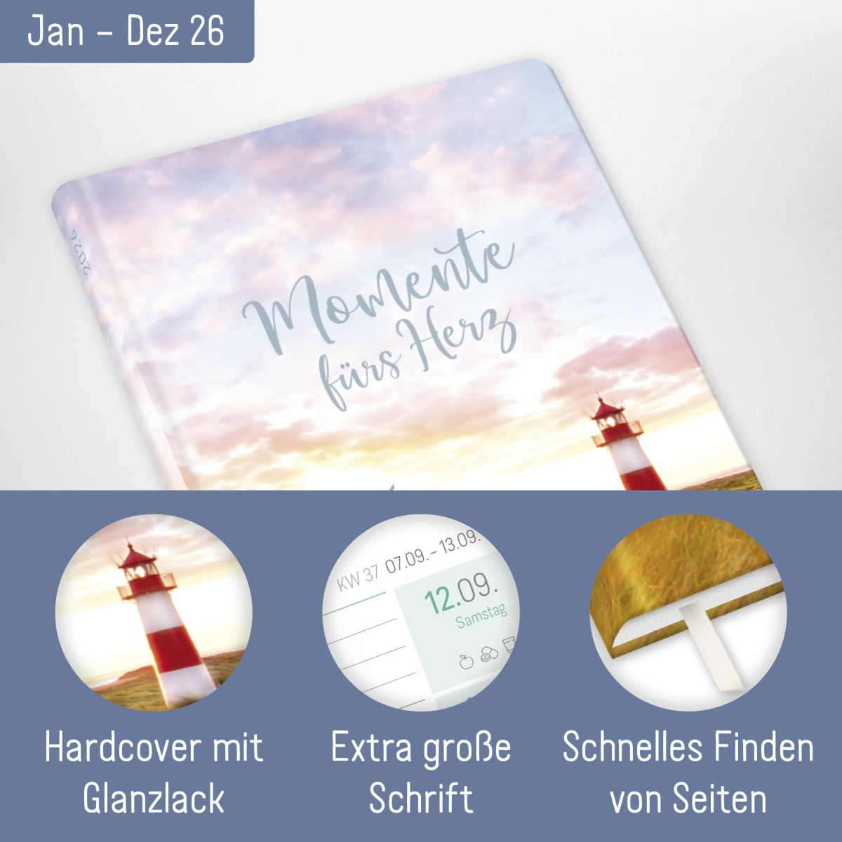 Großdruck-Kalender 2026 / A5 / Leuchtturm / Häfft-Verlag
