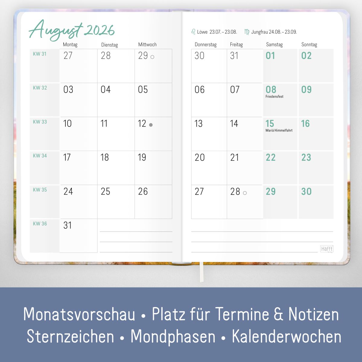 Großdruck-Kalender 2026 / A5 / Leuchtturm / Häfft-Verlag