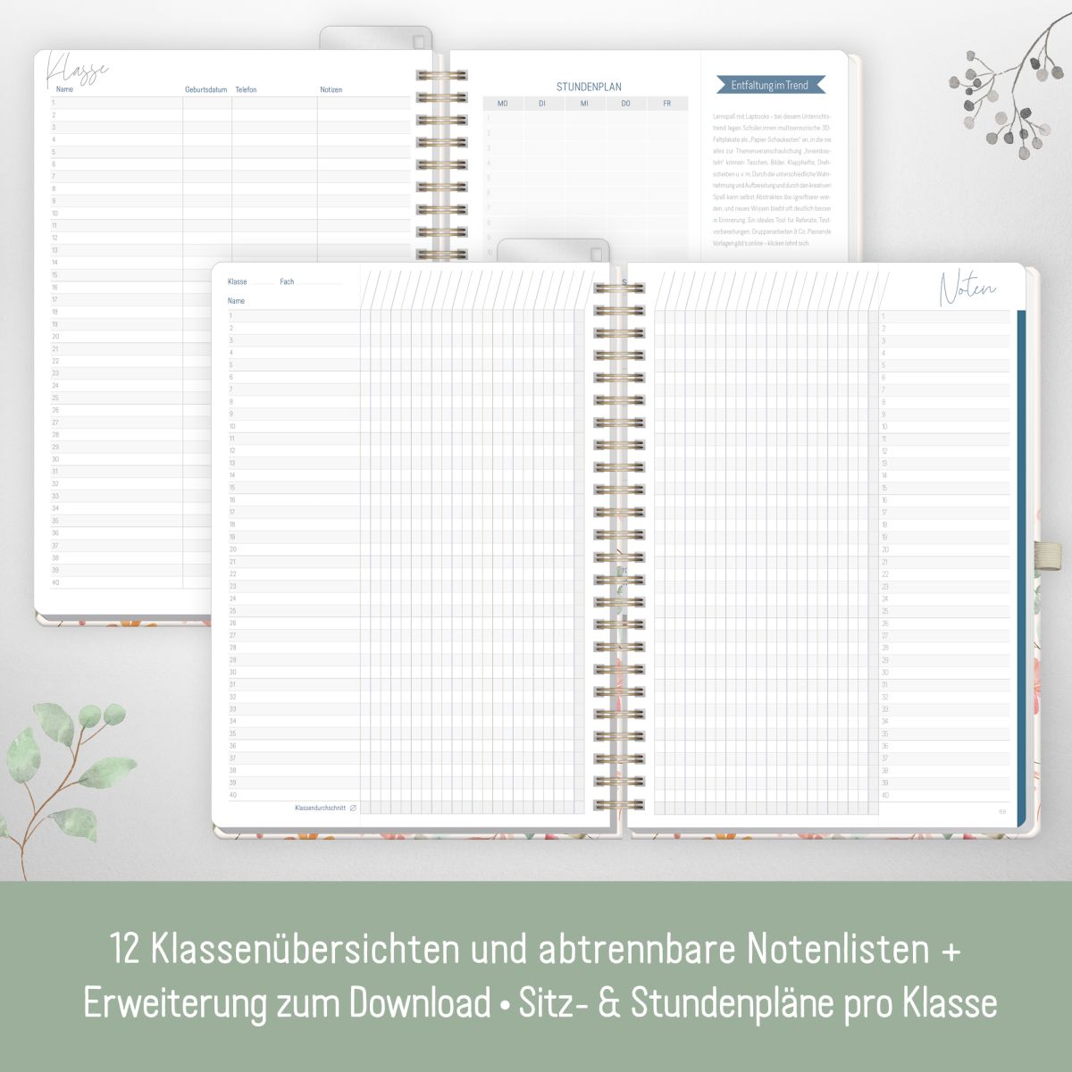 Häfft Lehrer-Planer Deluxe 2025/2026 / A4+ / Wild Blossoms