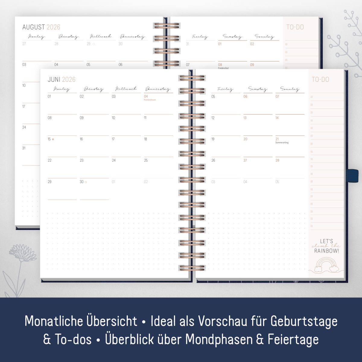 Lieblings-Timer Deluxe 2026 / A5 / Fine Flowers night blue / Häfft-Verlag