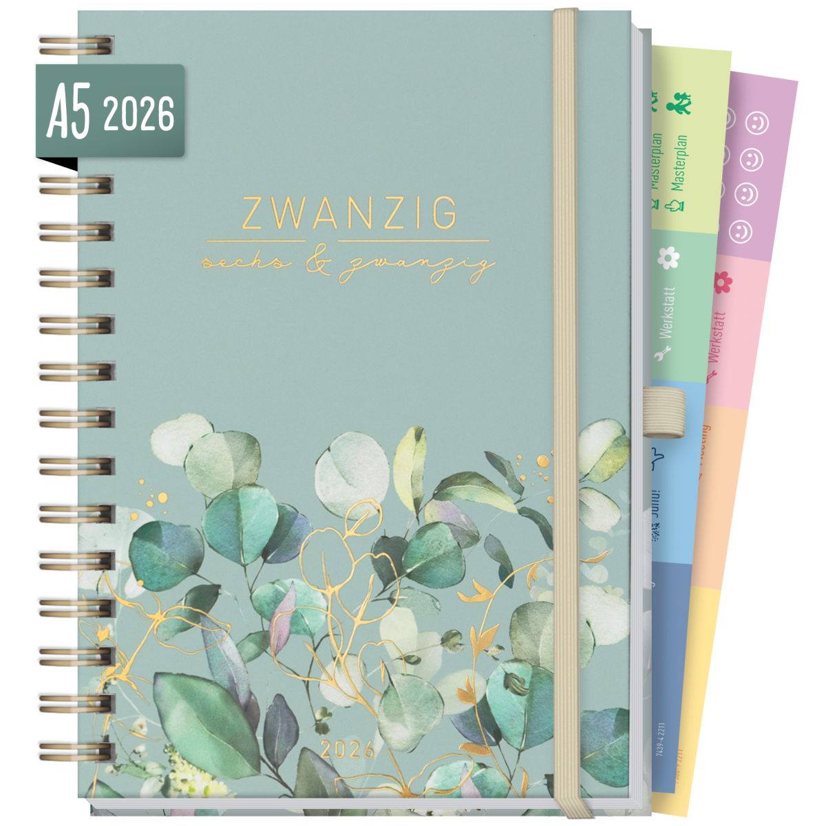 Lieblings-Timer Deluxe 2026 / A5 / Minty Leaves / Häfft-Verlag