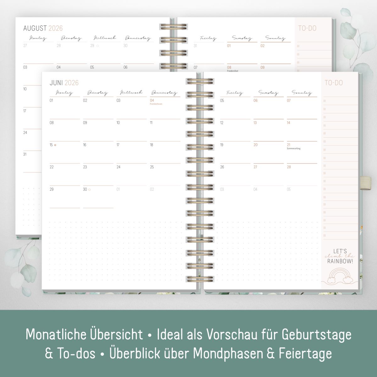 Lieblings-Timer Deluxe 2026 / A5 / Minty Leaves / Häfft-Verlag