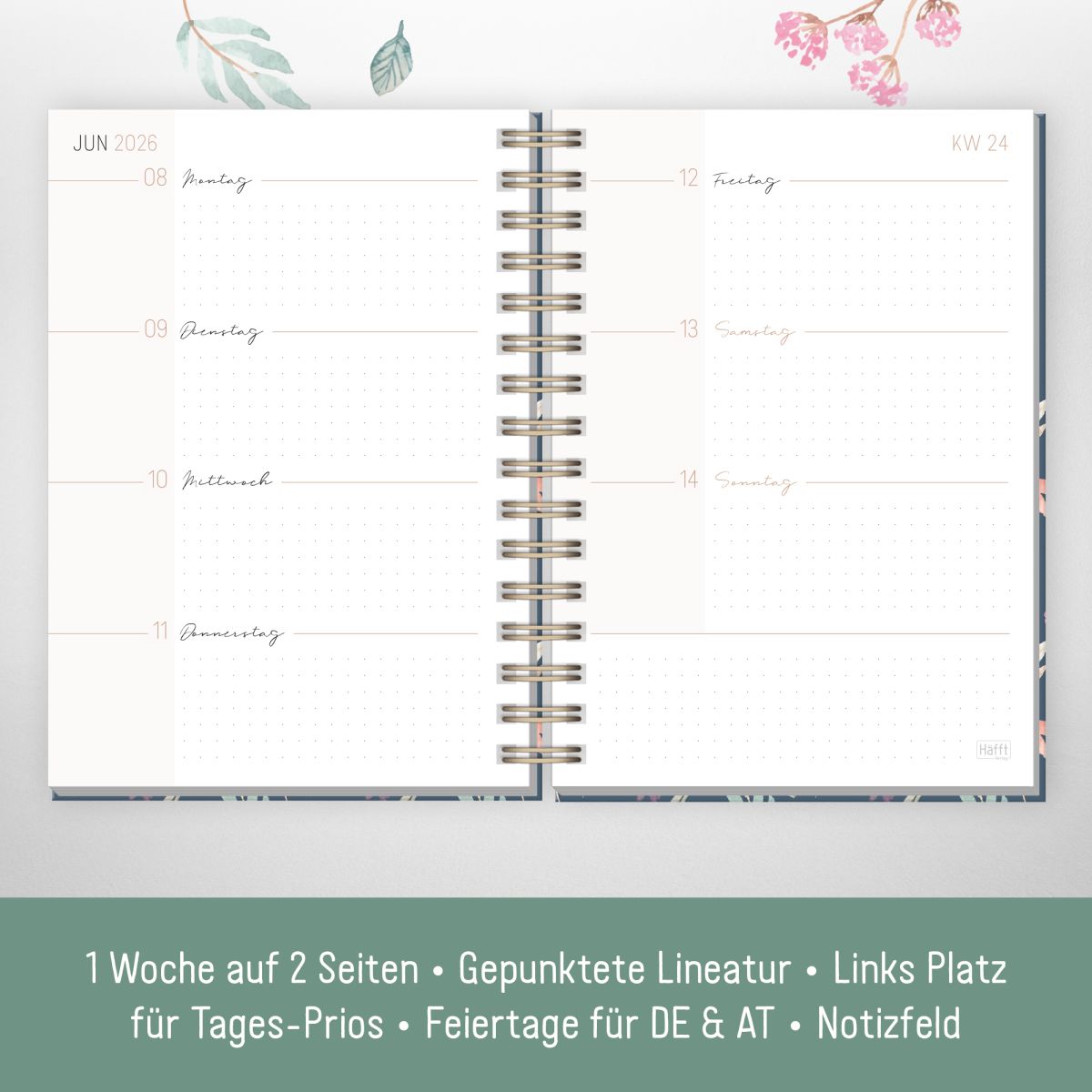 Lieblings-Timer 2026 / A5 / Flying Flowers / Häfft-Verlag