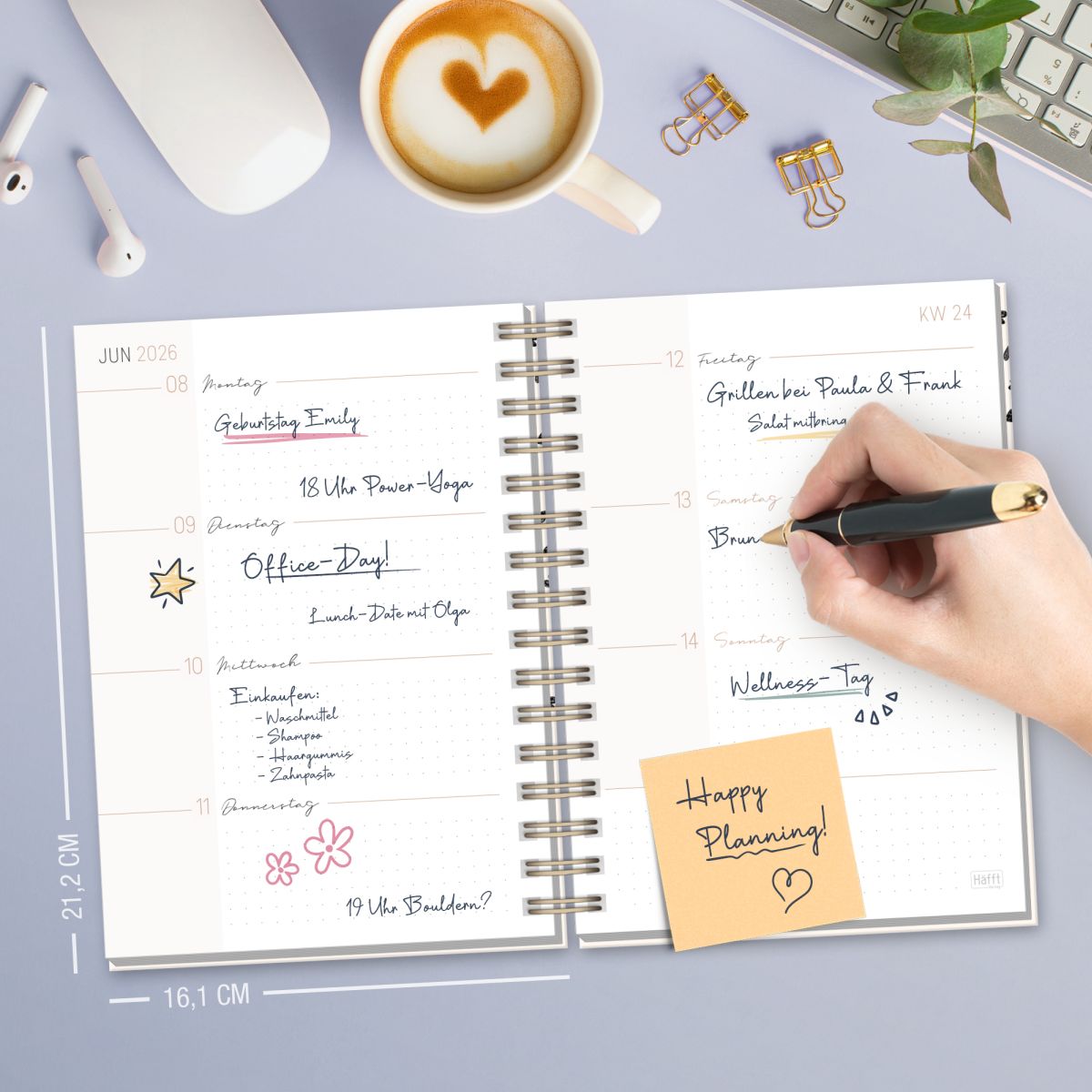 Lieblings-Timer 2026 / A5 / Golden Hearts / Häfft-Verlag