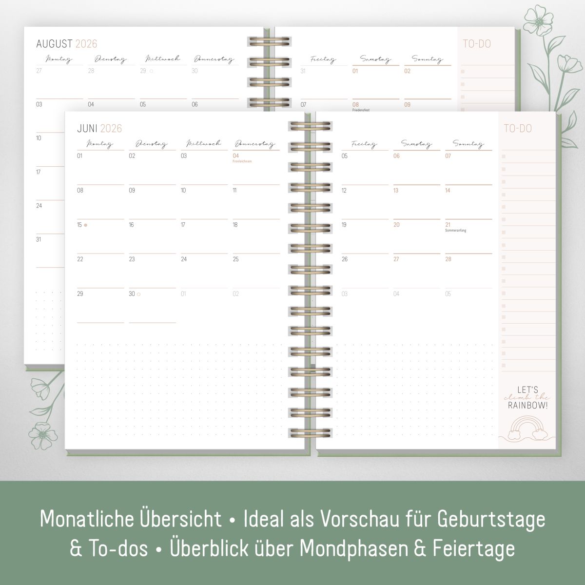 Lieblings-Timer 2026 / A5 / Green Flower / Häfft-Verlag