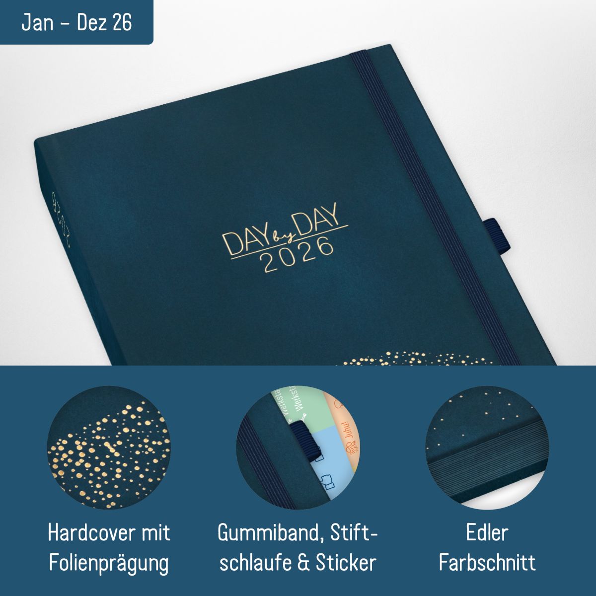 Organizer Day by Day Deluxe 2026 - 1 Tag/Seite / A5 / Golden Earth / Häfft-Verlag