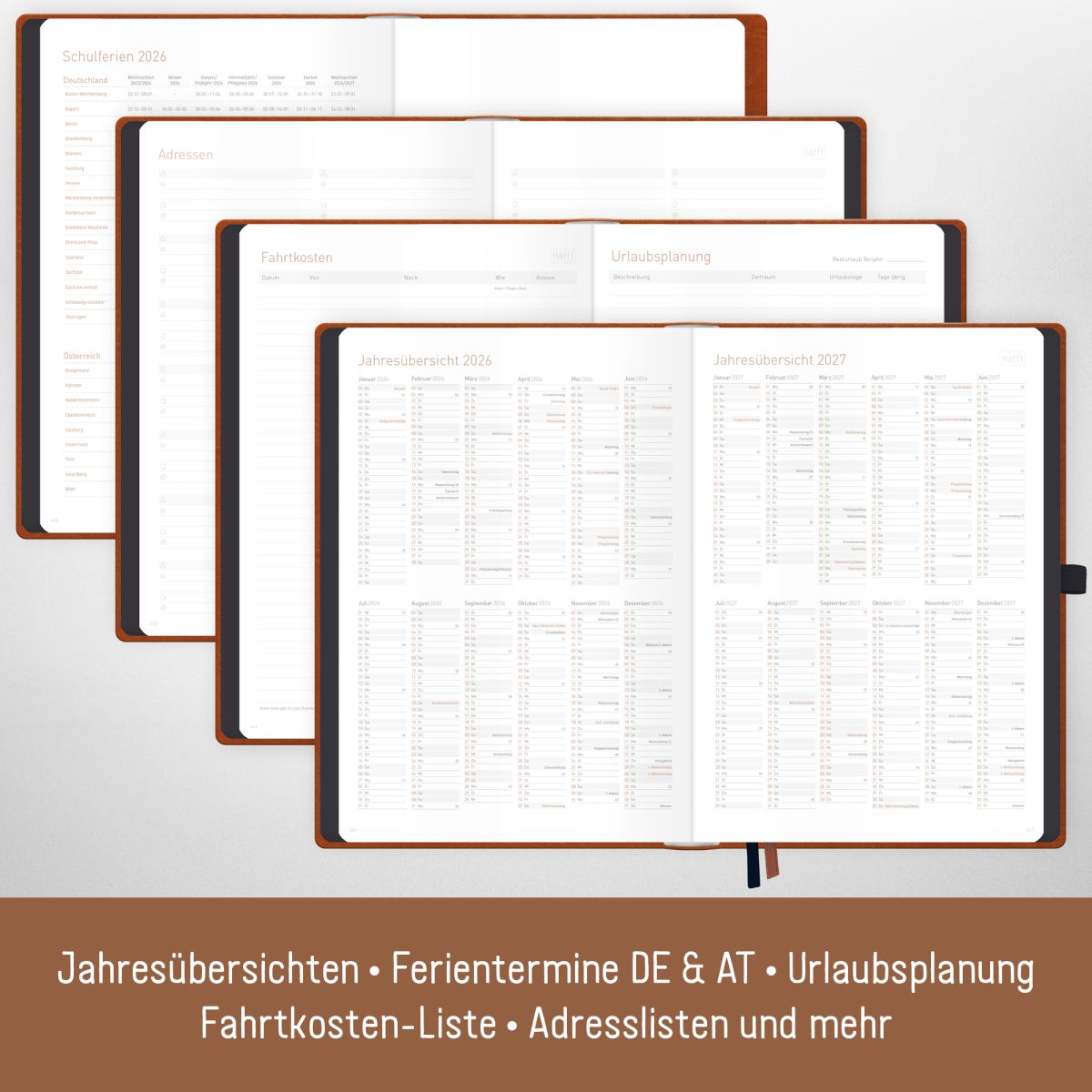 Organizer Day by Day Maxi 2026 / A4+ / Cognac / Häfft-Verlag