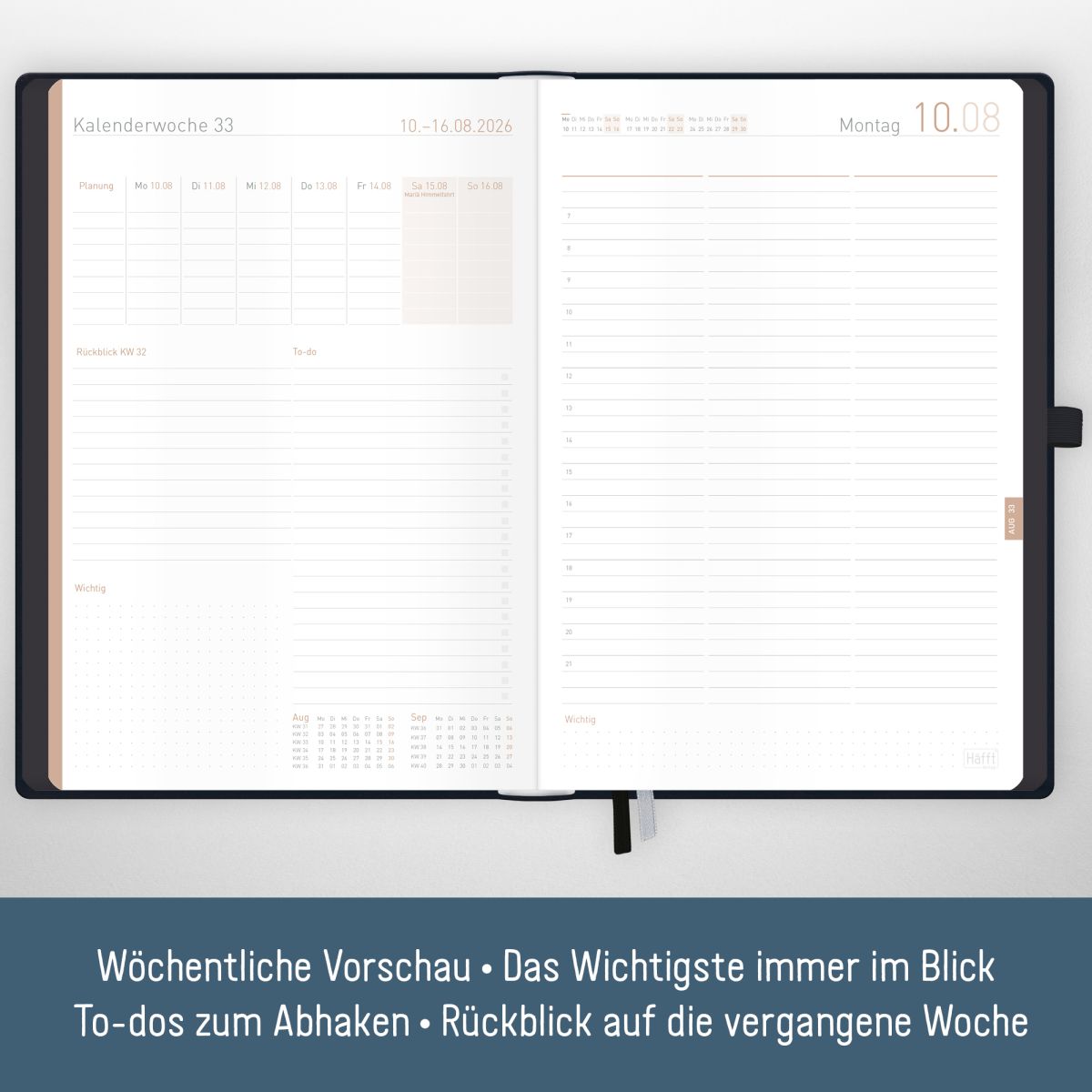 Organizer Day by Day Maxi 2026 / A4+ / Schwarz / Häfft-Verlag