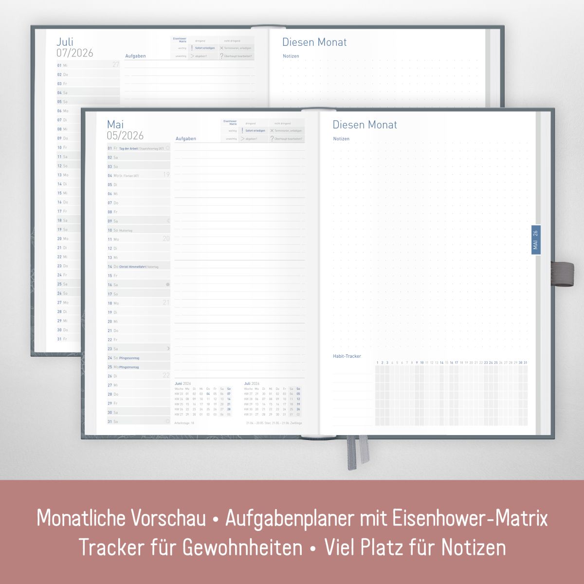 Organizer Day by Day 2026 - 1 Tag/Seite / A5 / Poppy / Häfft-Verlag