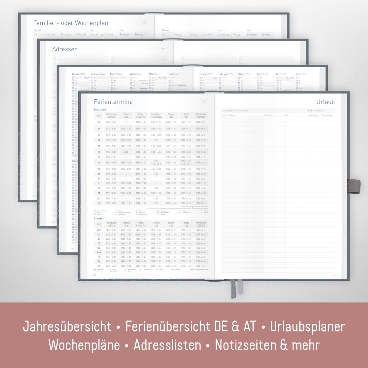 Organizer Day by Day 2026 - 1 Tag/Seite / A5 / Poppy / Häfft-Verlag