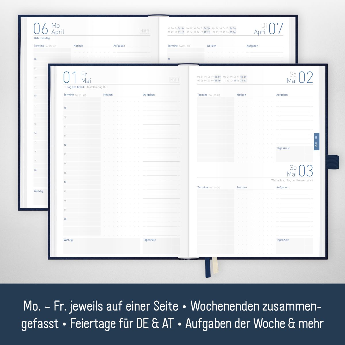 Organizer Day by Day 2026 - 1 Tag/Seite / A5 / World Wide / Häfft-Verlag