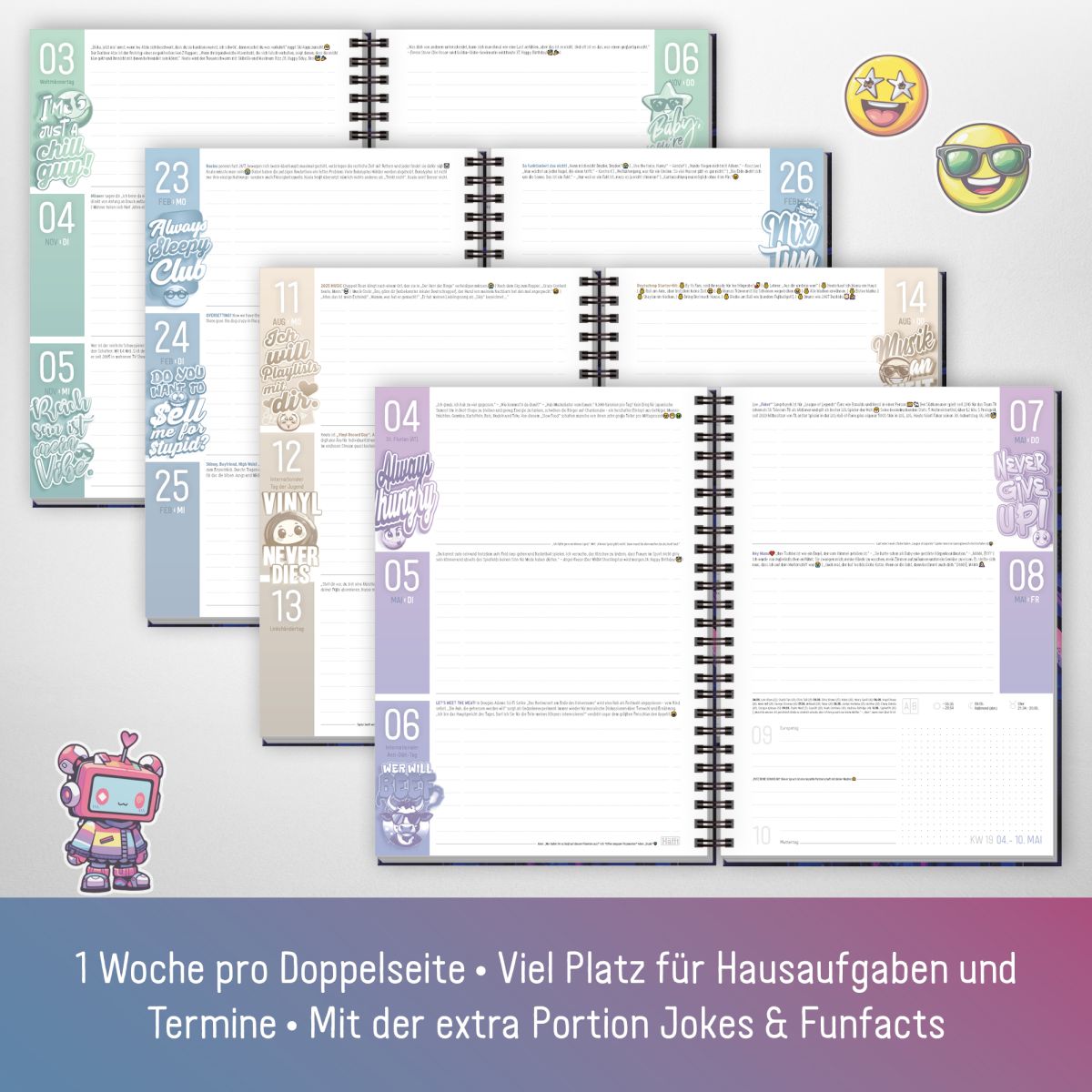 Häfft PLANER 2025/2026 / Premium - Schüler-Kalender / Dark Bloom Vol.2