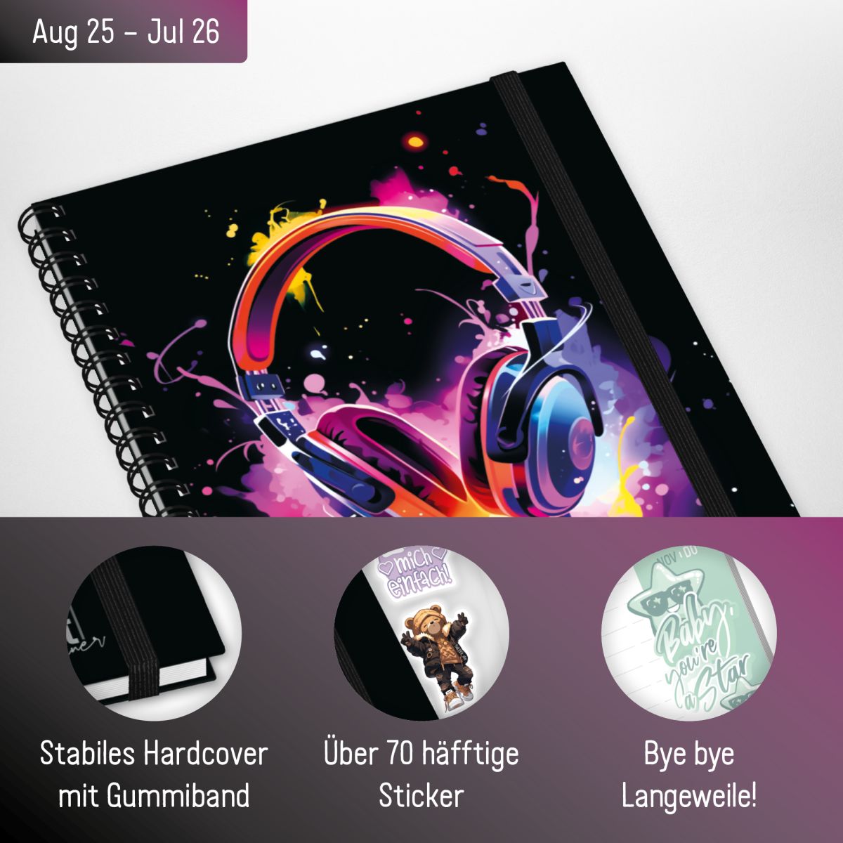 Häfft PLANER 2025/2026 / Premium - Schüler-Kalender / Music on