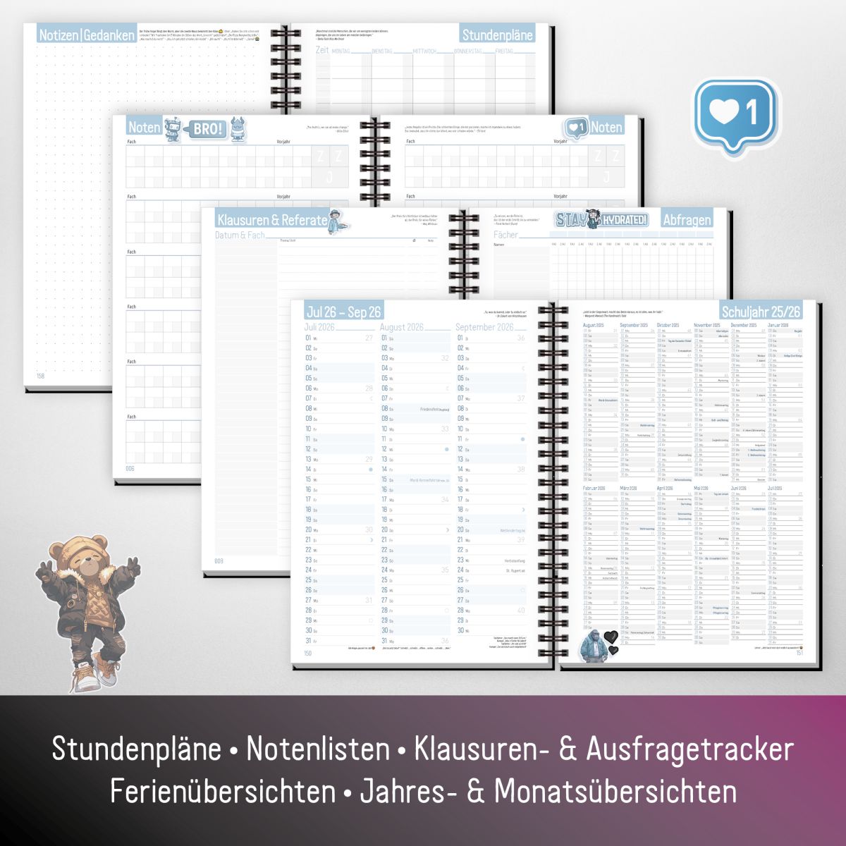 Häfft PLANER 2025/2026 / Premium - Schüler-Kalender / Music on