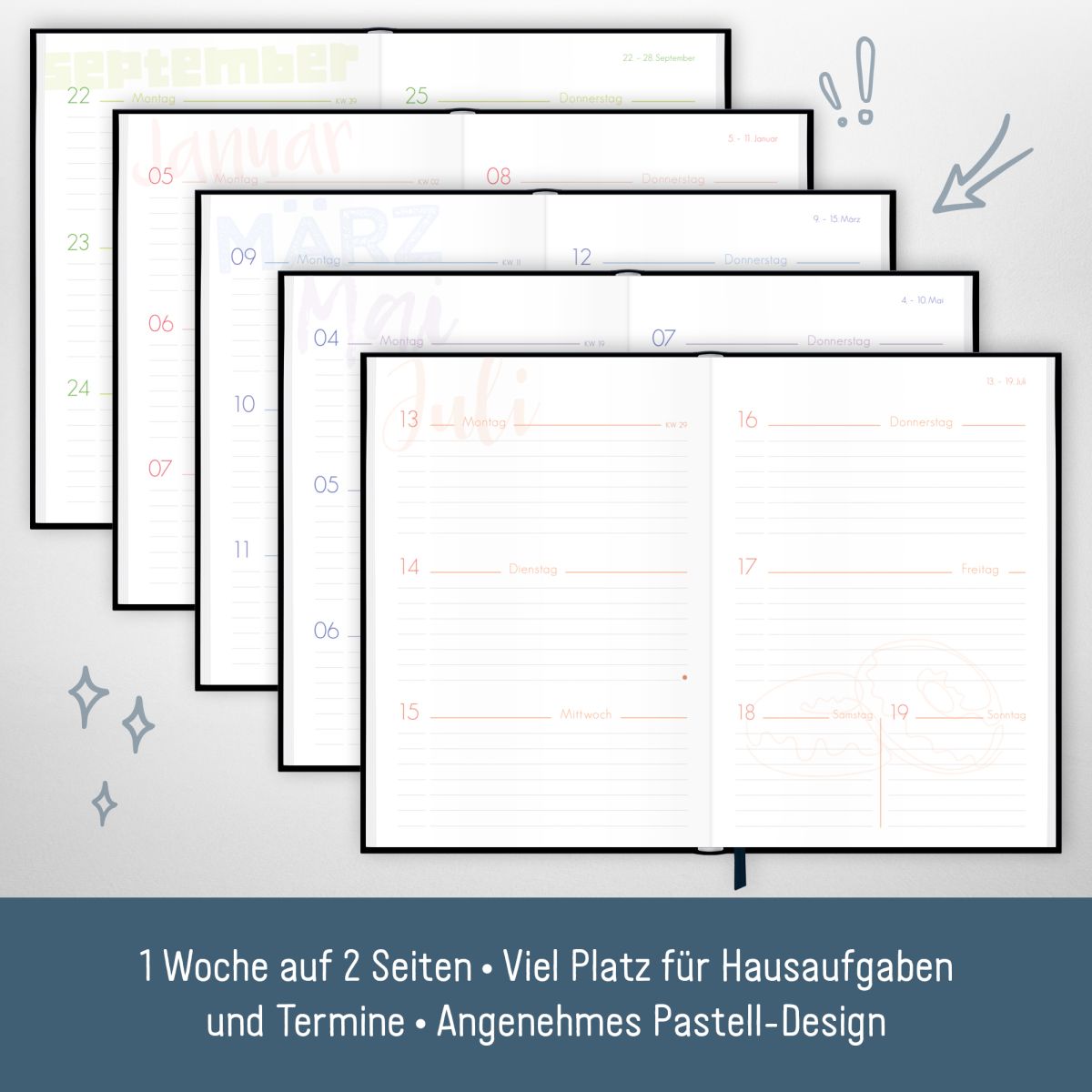 Schulstuff Schüler-Timer 2025/2026 / A5 / Black Edition
