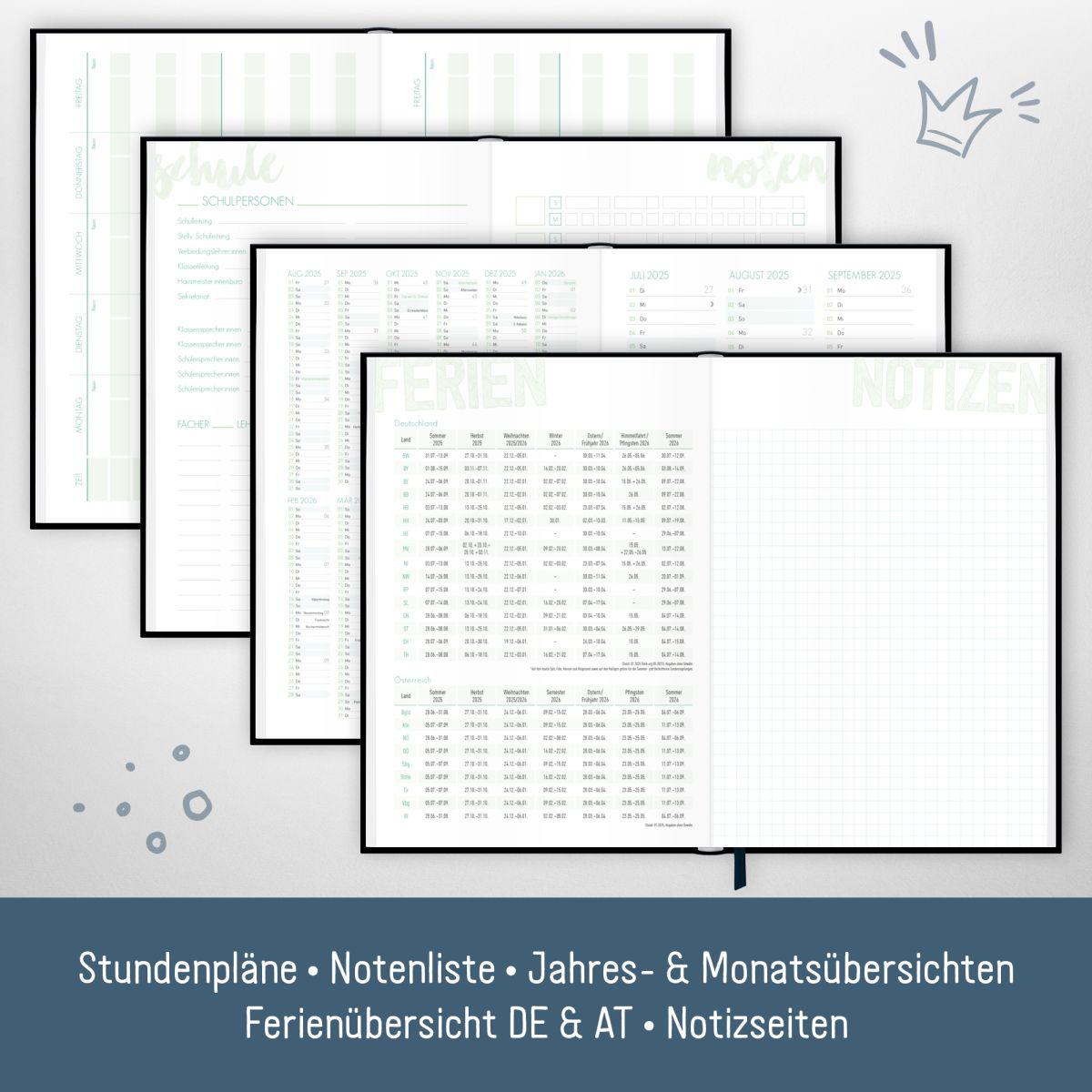 Schulstuff Schüler-Timer 2025/2026 / A5 / Black Edition