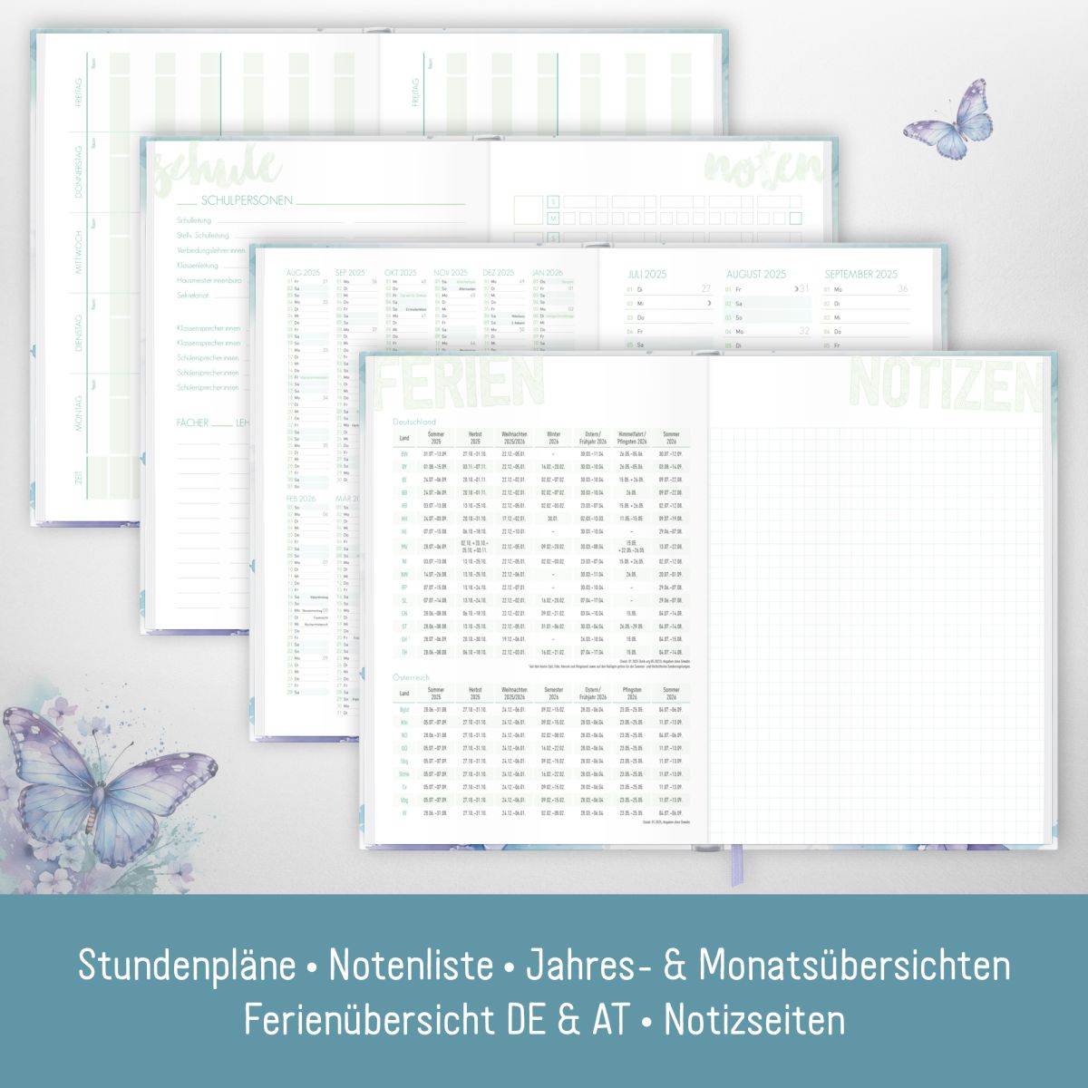 Schulstuff Schüler-Timer 2025/2026 / A5 / Butterfly