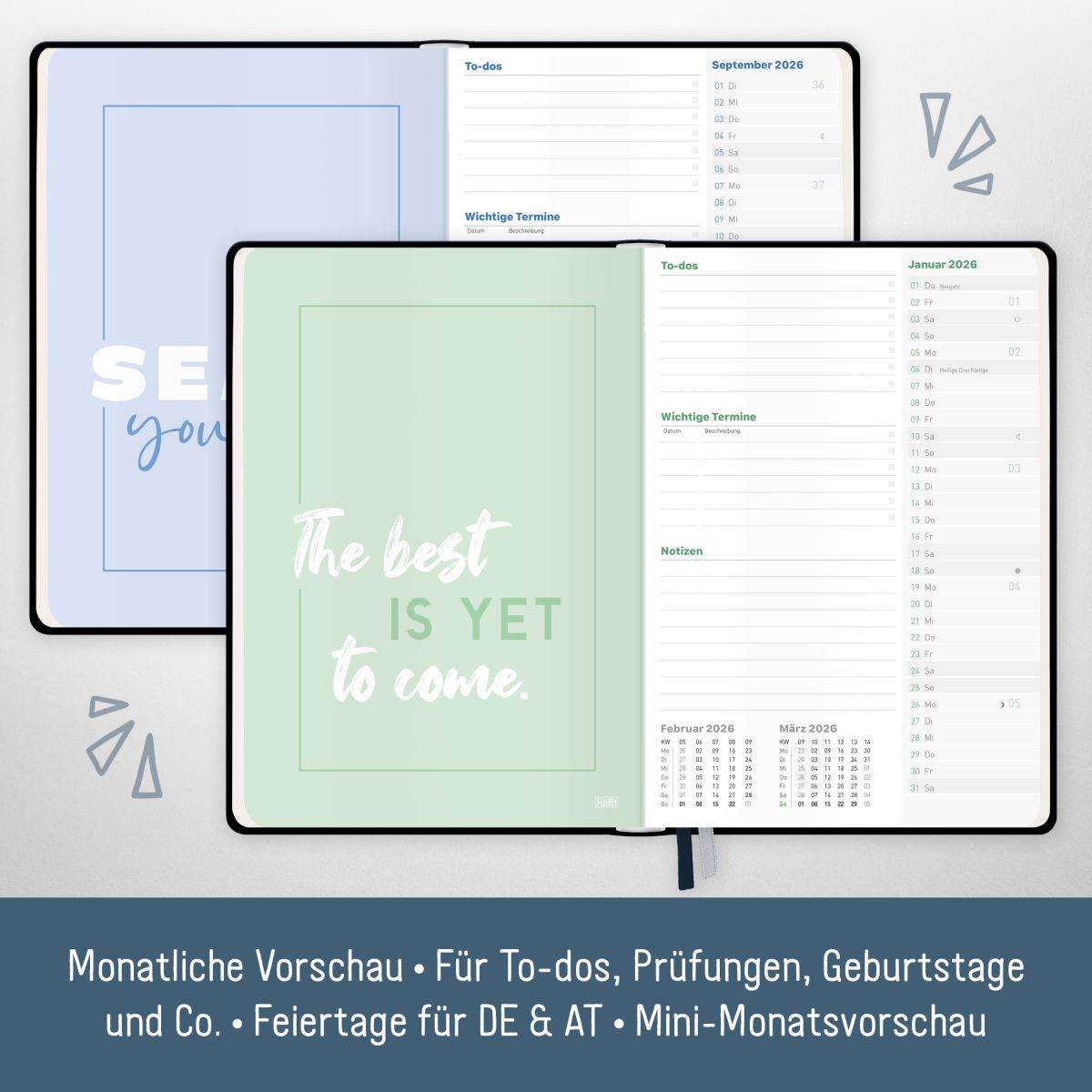 Häfft-Timer Campus 2025/2026 / Studentenkalender / A5 / Black Edition