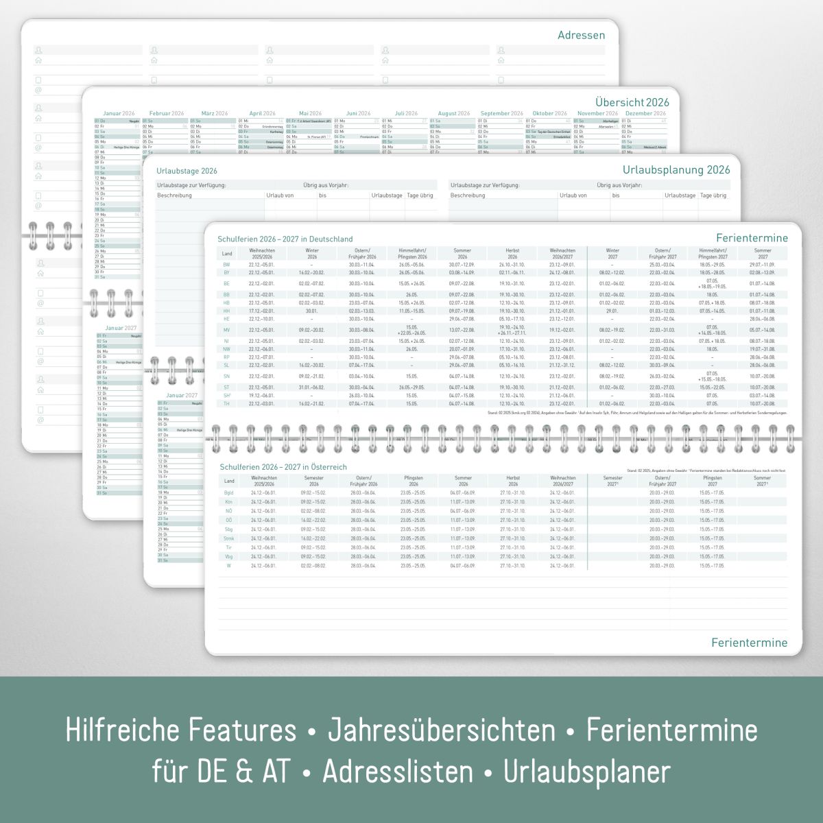 Tischkalender 2026 mit Aufsteller / Blattgold / Häfft-Verlag