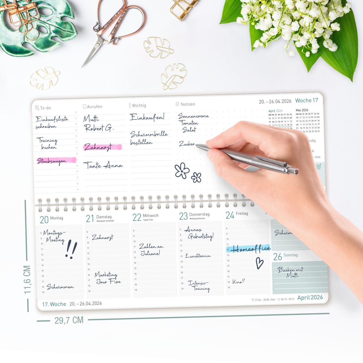 Tischkalender 2026 mit Aufsteller / Blattgold / Häfft-Verlag