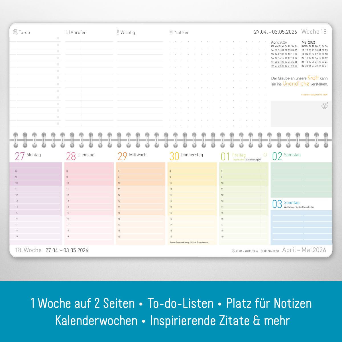 Tischkalender 2026 mit Aufsteller / Rainbow / Häfft-Verlag