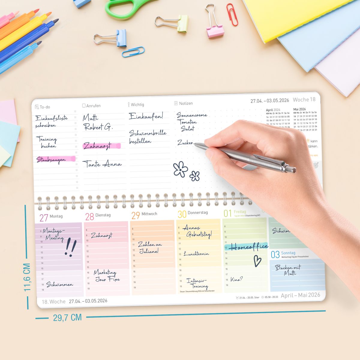 Tischkalender 2026 mit Aufsteller / Rainbow / Häfft-Verlag