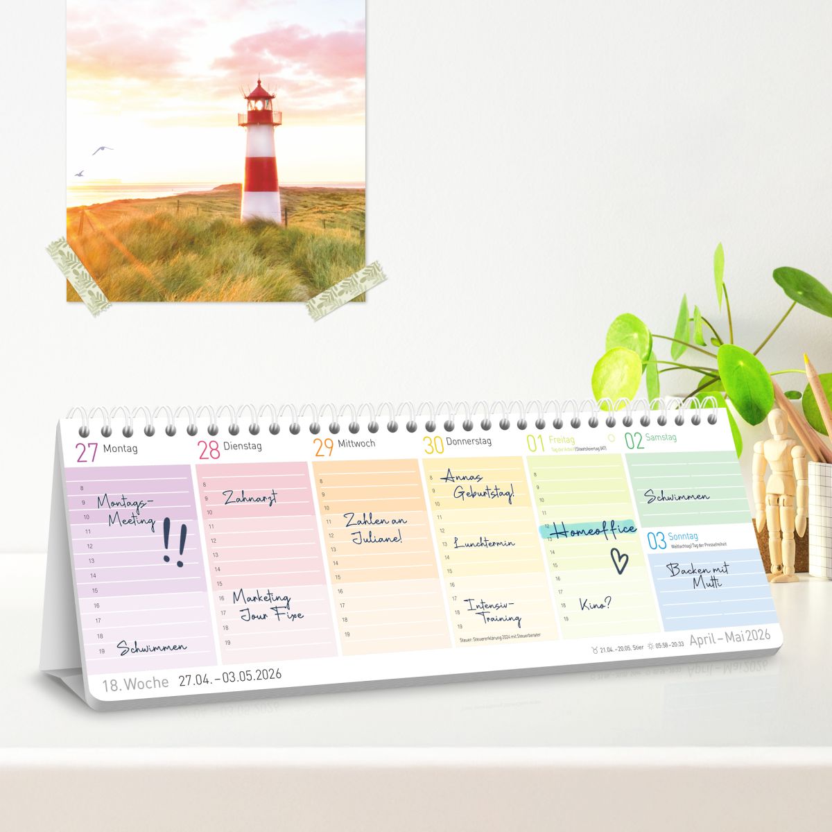 Tischkalender 2026 mit Aufsteller / Rainbow / Häfft-Verlag
