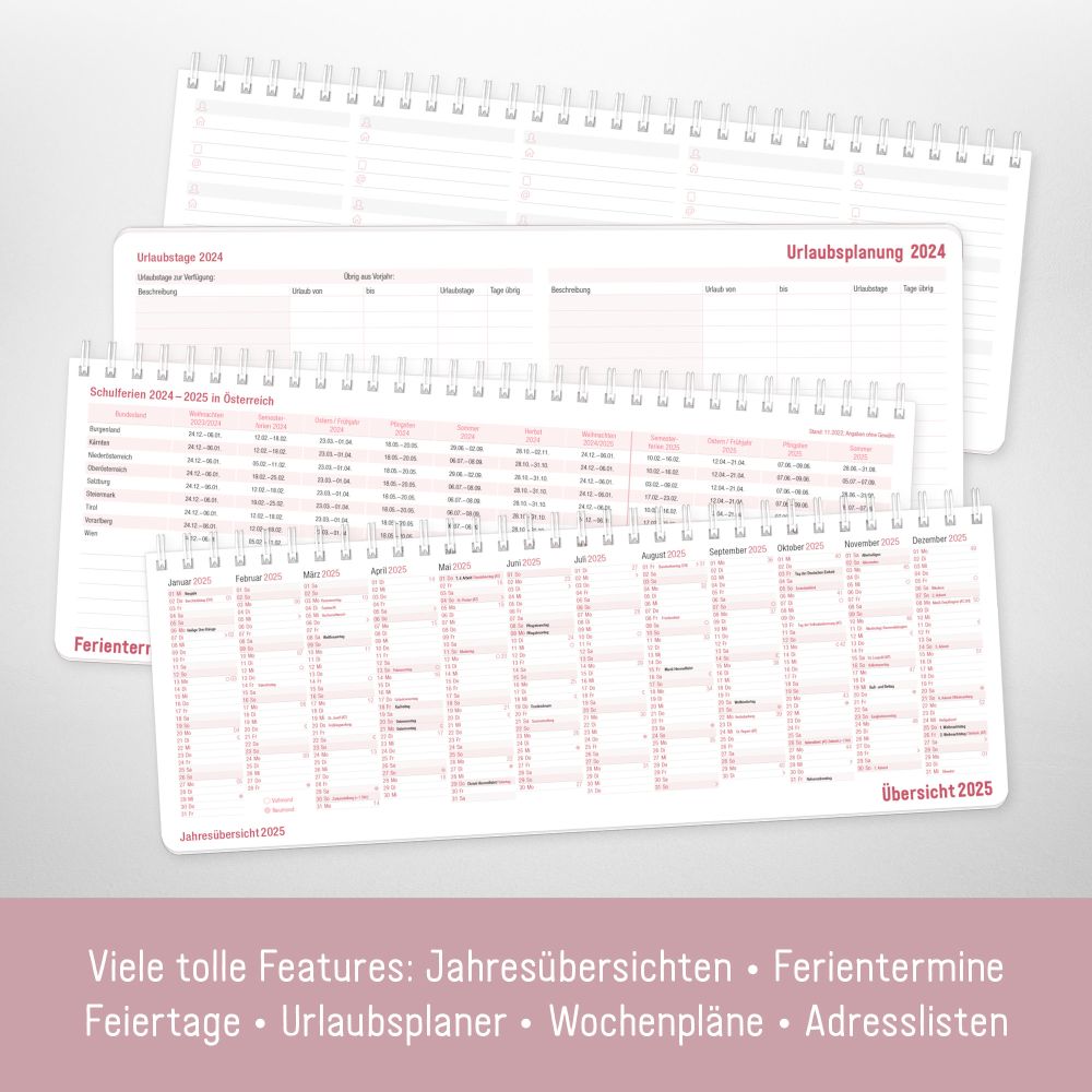 Tischkalender 2024 / A5 / Rosé mit Aufsteller / von Häfft
