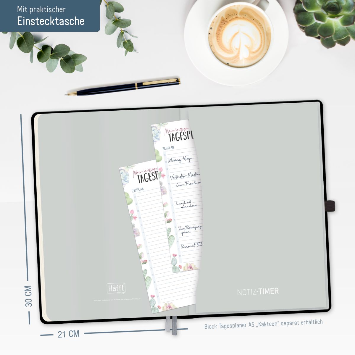 Wochen-Notiz-Timer Maxi 2026 / A4 / Schwarz / Häfft-Verlag