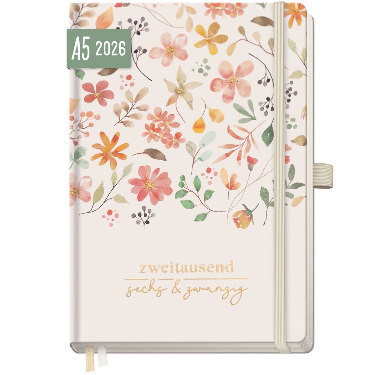 Wochen-Notiz-Timer Classic 2026 / A5 / Wild Blossoms / Häfft-Verlag