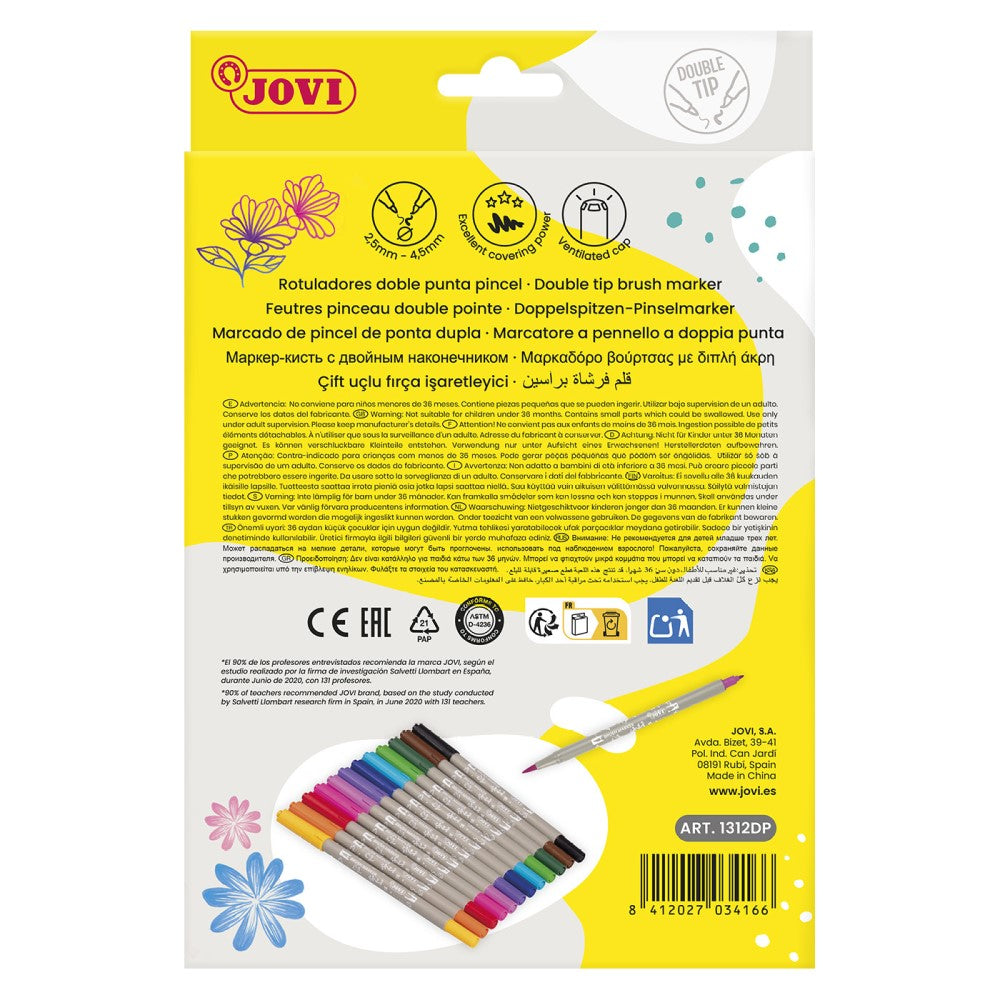 Jovi Brush Marker / Fasermaler mit doppelter Spitze - 12er-Set