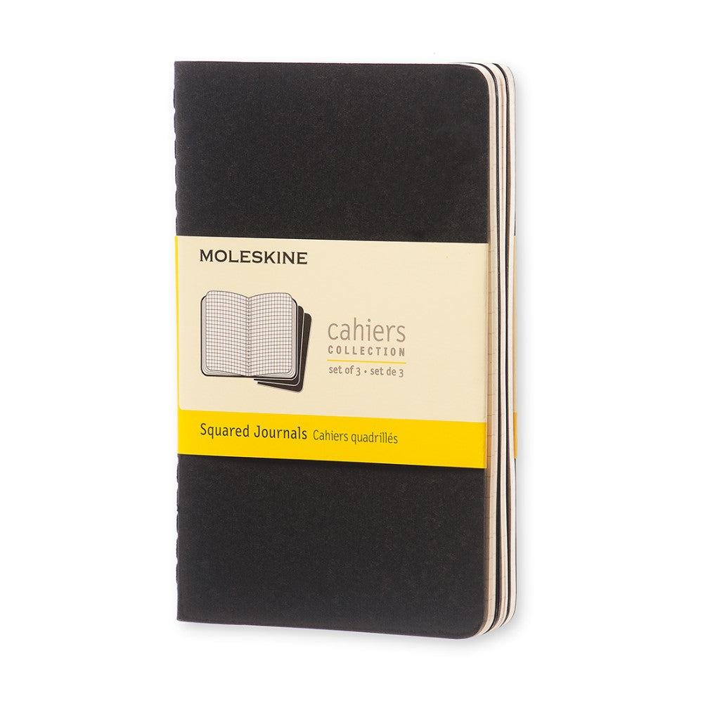 Moleskine Cahier Notizhefte 3er-Set Schwarz / Pocket / Kariert