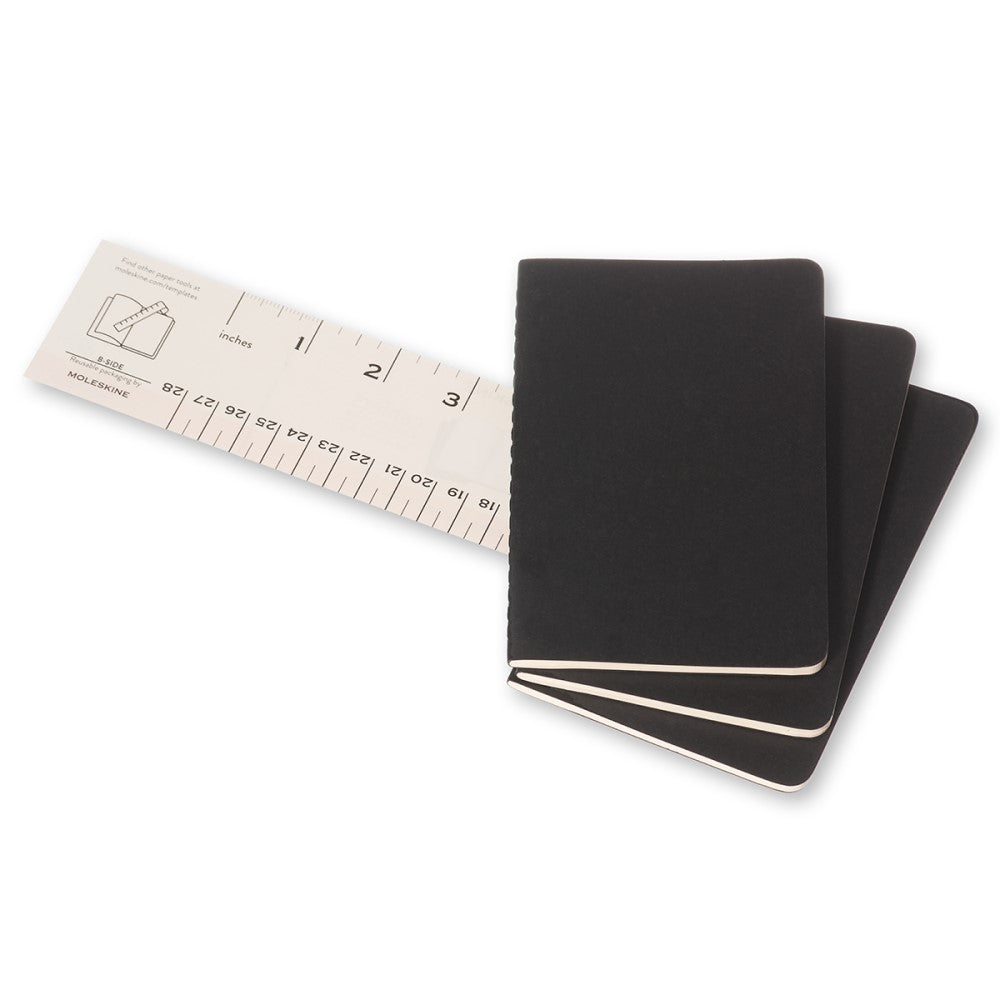 Moleskine Cahier Notizhefte 3er-Set Schwarz / Pocket / Kariert