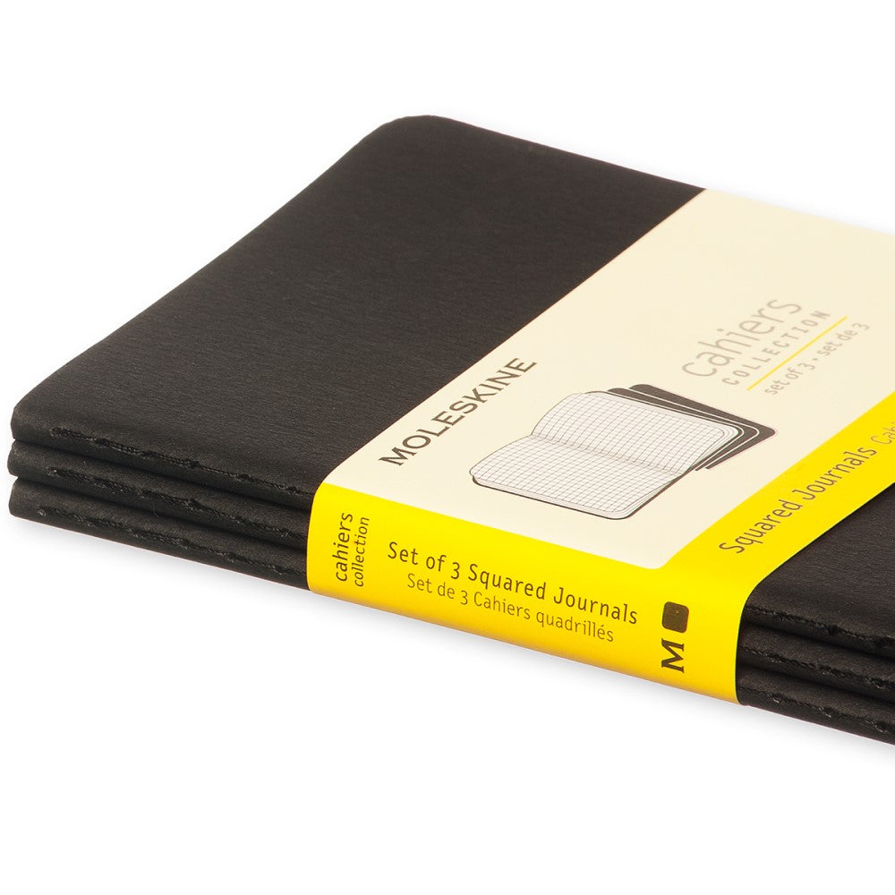 Moleskine Cahier Notizhefte 3er-Set Schwarz / Pocket / Kariert