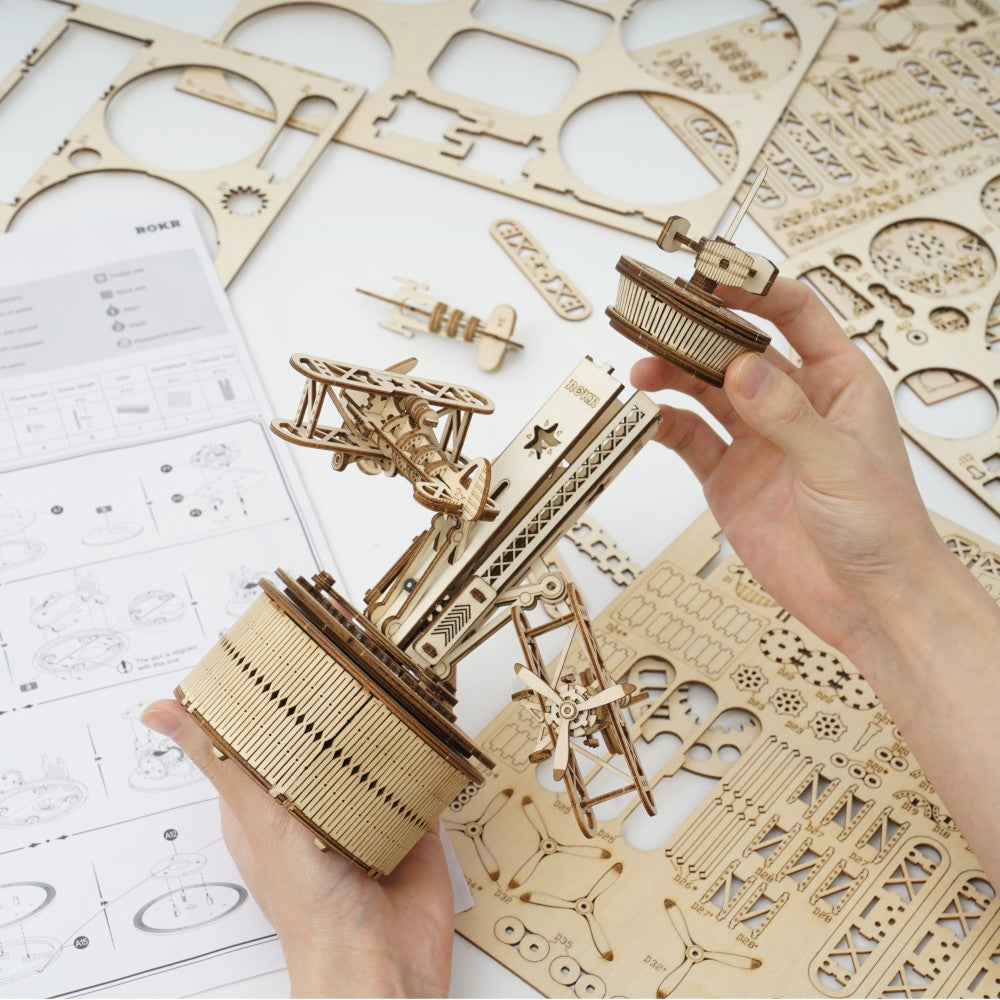 ROKR 3D-Holz-Puzzle "Airplane-Control Tower"
