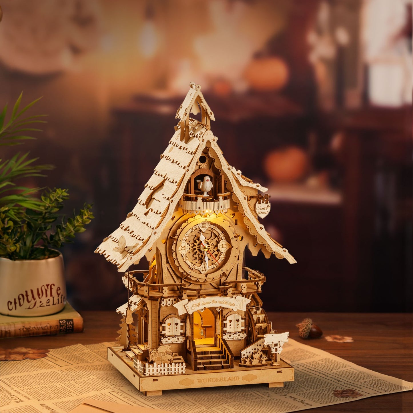 ROKR 3D-Holz-Puzzle Kuckucksuhr (Holzfarben)