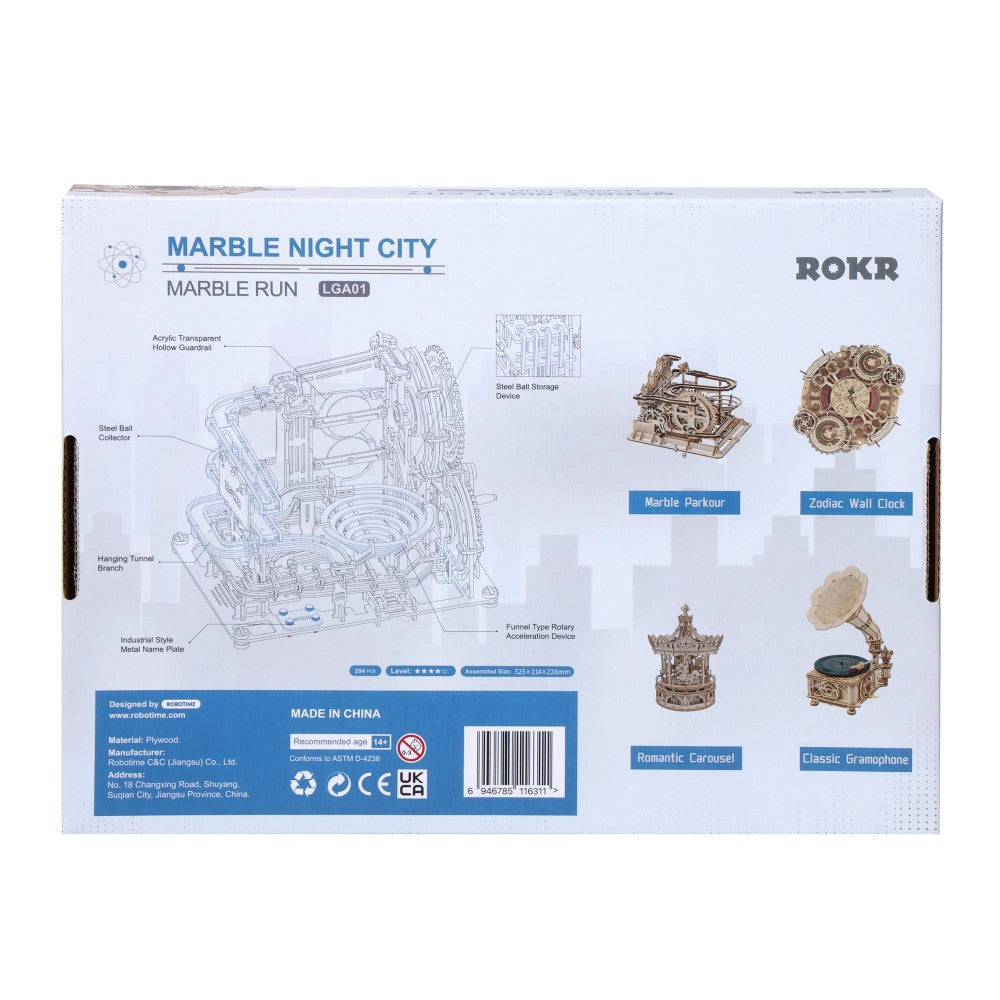 ROKR 3D-Holz-Puzzle Murmelbahn "Marble Night City"