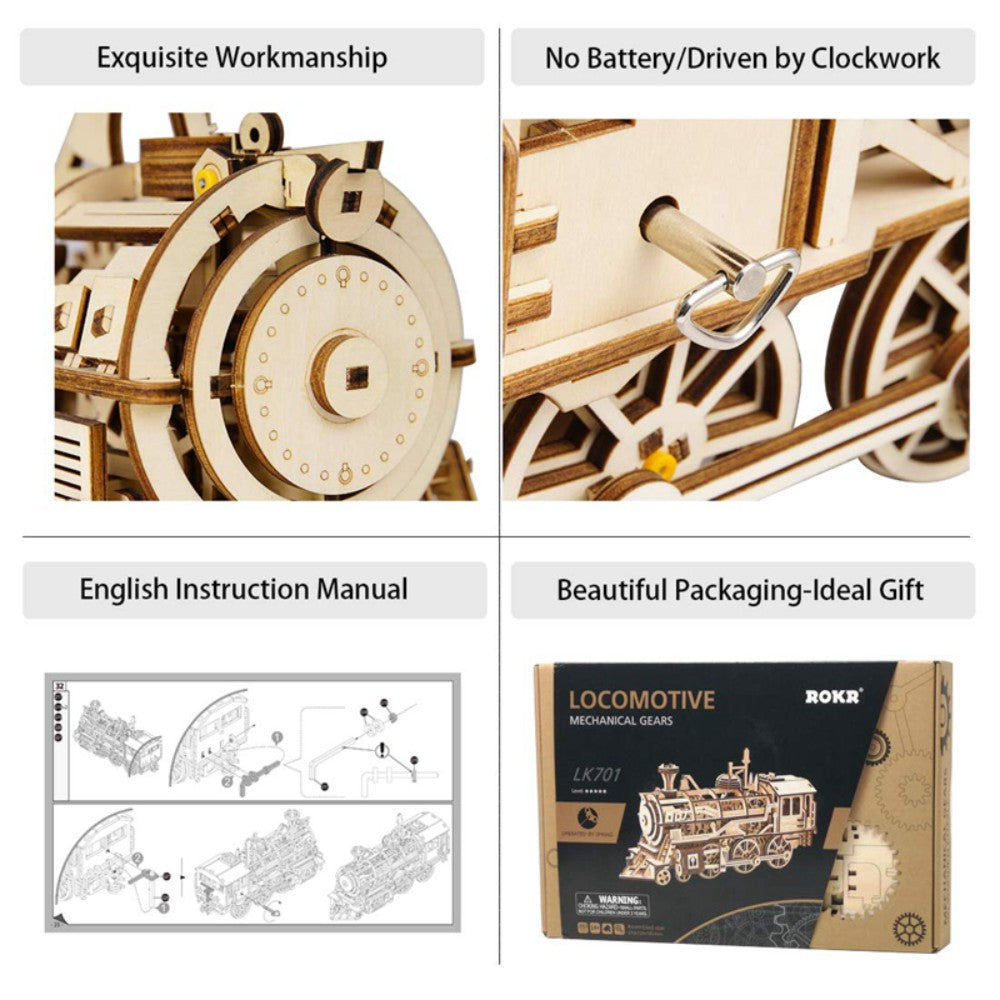 ROKR 3D-Holz-Puzzle Locomotive Modellbausatz