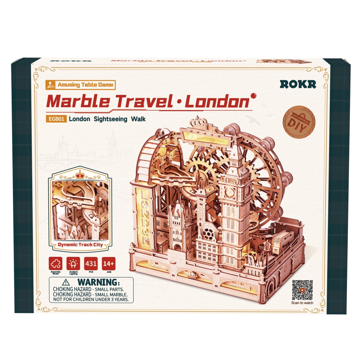ROKR 3D-Holz-Puzzle Kugelbahn "Marble Travel London"