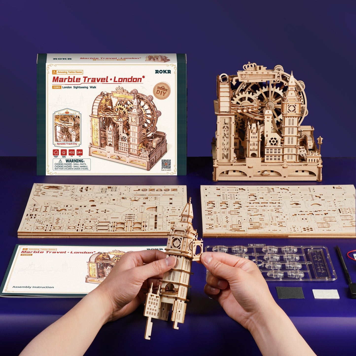 ROKR 3D-Holz-Puzzle Kugelbahn "Marble Travel London"