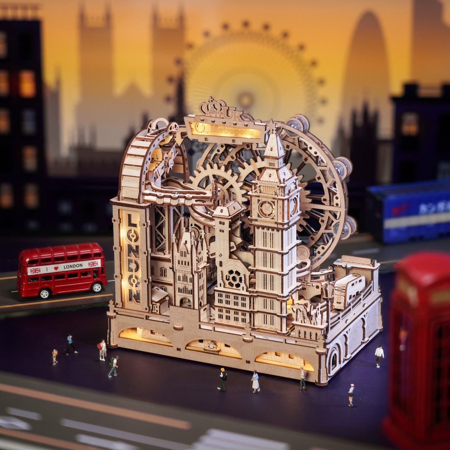 ROKR 3D-Holz-Puzzle Kugelbahn "Marble Travel London"