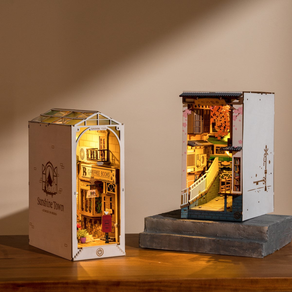 Rolife 3D-Holz-Puzzle Book Nook "Sunshine Town"
