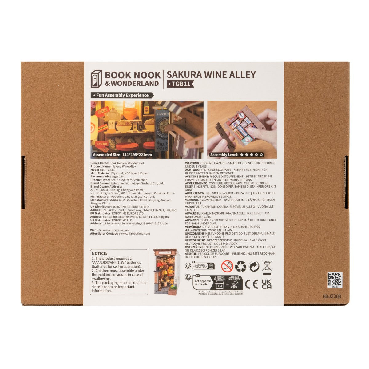 Rolife 3D-Holz-Puzzle Book Nook "Sakura Wine Alley"