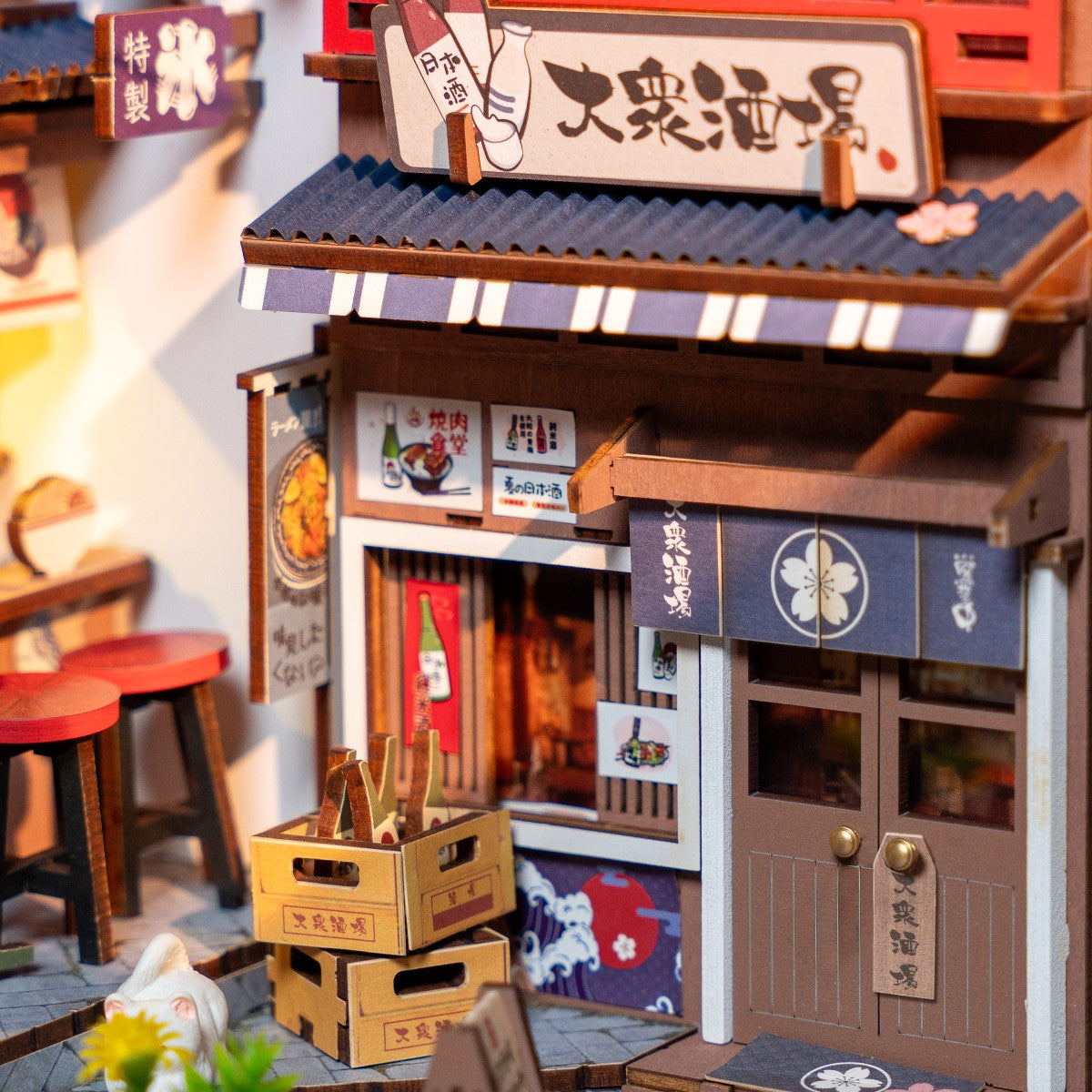 Rolife 3D-Holz-Puzzle Book Nook "Sakura Wine Alley"