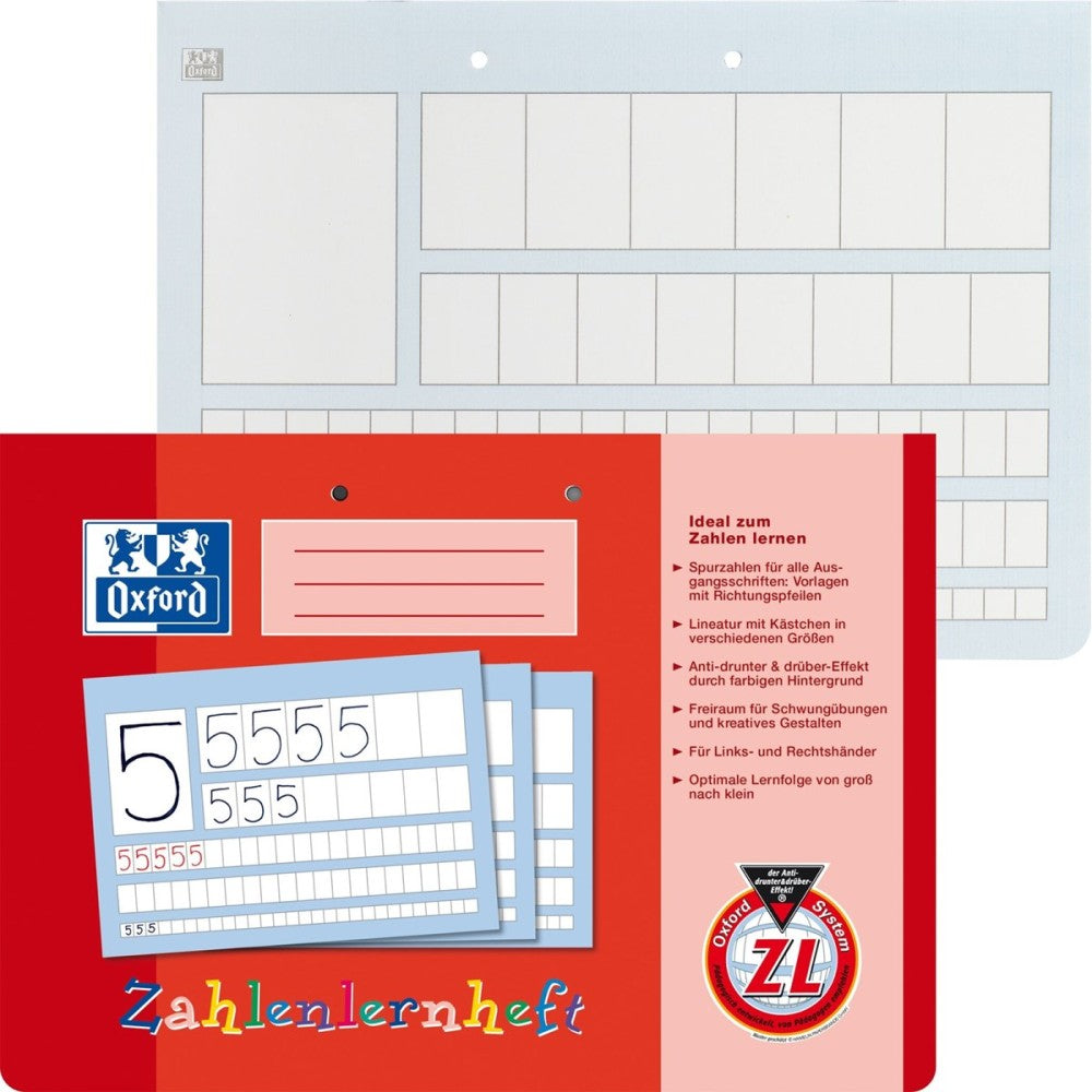 Oxford Zahlenheft / A4 / quer / 16 Blatt / Lineatur ZL / kariert