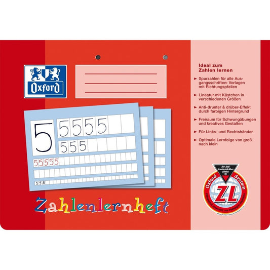 Oxford Zahlenheft / A4 / quer / 16 Blatt / Lineatur ZL / kariert